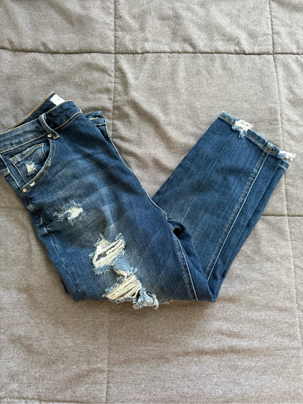 Women's Dark Blue Ripped Skinny Jeans